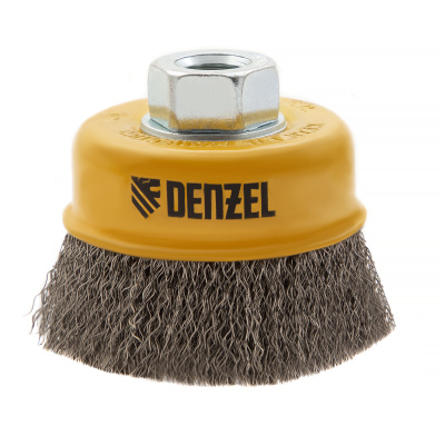 Щетка для УШМ, 75 мм, "Чашка", витая нержавеющая проволока 0.3 мм, М14 Denzel по ценам производителя в Санкт-Петербурге с доставкой по всей России