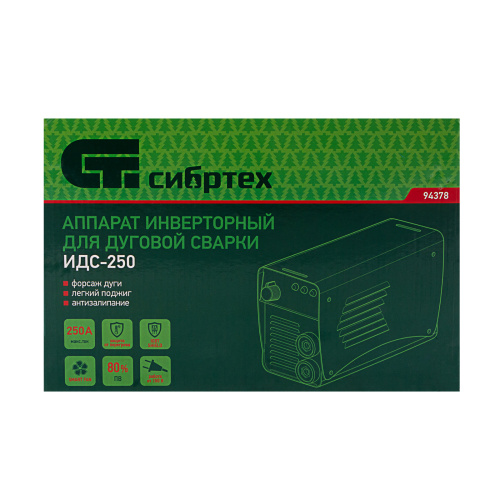 Аппарат инверторный дуговой сварки ИДС-250, 250 А, ПВ 80%, диаметр электрода 1.6-5 мм Сибртех по ценам производителя в Санкт-Петербурге с доставкой по всей России