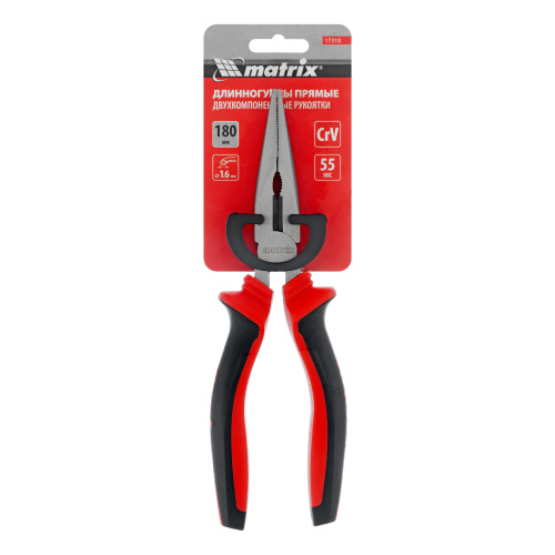 Длинногубцы прямые, 180 мм, хром-ванадий, двухкомпонентные рукоятки Matrix по ценам производителя в Санкт-Петербурге с доставкой по всей России