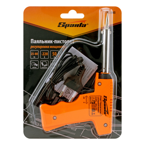 Паяльник-пистолет с регулировкой мощности 25-80 Вт, 220 В Sparta купить в Москве с доставкой по всей России | ProtosMarket.ru