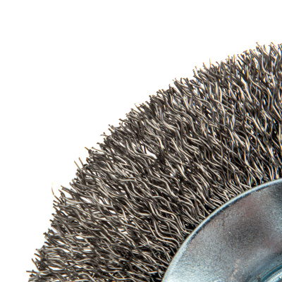 Щетка для УШМ, 100 мм, "Тарелка", витая нержавеющая проволока 0.3 мм, М14 Denzel по ценам производителя в Санкт-Петербурге с доставкой по всей России