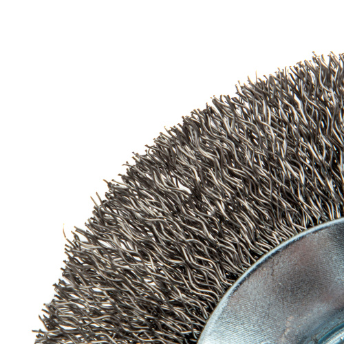 Щетка для УШМ, 100 мм, "Тарелка", витая нержавеющая проволока 0.3 мм, М14 Denzel по ценам производителя в Санкт-Петербурге с доставкой по всей России