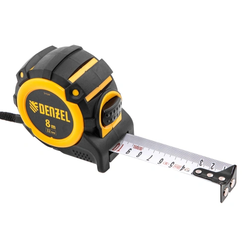 Рулетка 8м х 32мм, автоматич. фиксац., нейлон. покрытие, магнит. зацеп, двухстор. разметка Denzel купить в Москве с доставкой по всей России | ProtosMarket.ru
