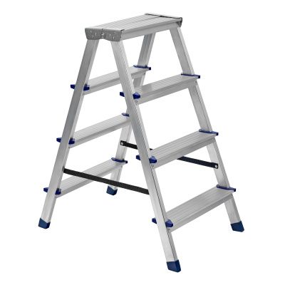 Стремянка двусторонняя 4 ступени, алюминиевая, Сибртех купить в Москве с доставкой по всей России | ProtosMarket.ru
