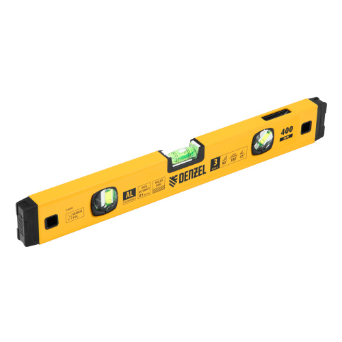 Уровень алюминиевый, магнит., фрезерованный, 3 глазка (1 зеркал.) 0,5 мм/м, 400 мм Denzel по ценам производителя в Санкт-Петербурге с доставкой по всей России