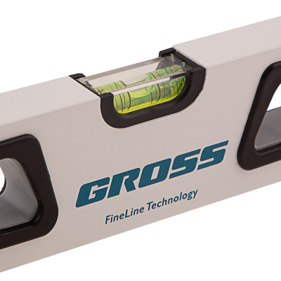 Уровень алюминиевый, 600 мм, усиленный, рукоятки, фрезерованный, 3 глазка, магнитный Gross купить в Москве с доставкой по всей России | ProtosMarket.ru