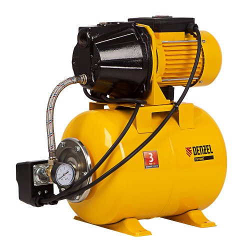 Насосная станция PS1100С, 1100 Вт, 4500 л/ч, ресивер 24 л, подъем 46 м, чугун Denzel по ценам производителя в Санкт-Петербурге с доставкой по всей России