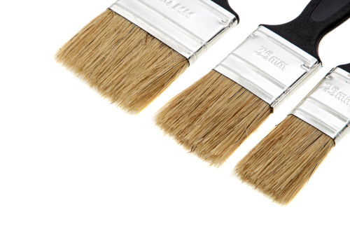 Набор кистей флейцевых 3 шт. (25 мм, 35 мм, 50 мм) натуральная щетина, пластиковая ручка Сибртех купить в Москве с доставкой по всей России | ProtosMarket.ru