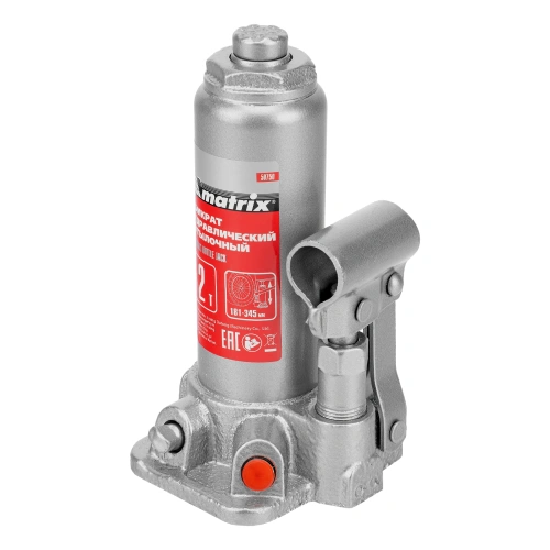 Домкрат гидравлический бутылочный, 2 т, высота подъема 181-345 мм, в пластиковый кейсе Matrix по ценам производителя в Санкт-Петербурге с доставкой по всей России