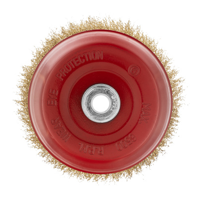 Щетка для УШМ, 150 мм, М14, "чашка", латунированная витая проволока Matrix по ценам производителя в Санкт-Петербурге с доставкой по всей России