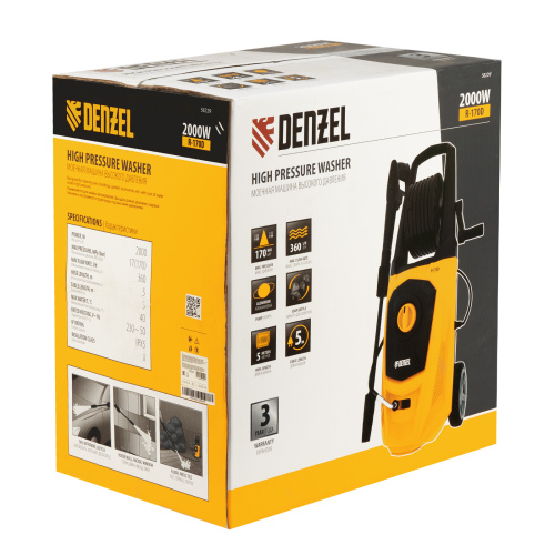 Моечная машина высокого давления R-170D, 2000 Вт, 170 бар, 360 л/ч, с барабаном Denzel купить в Москве с доставкой по всей России | ProtosMarket.ru
