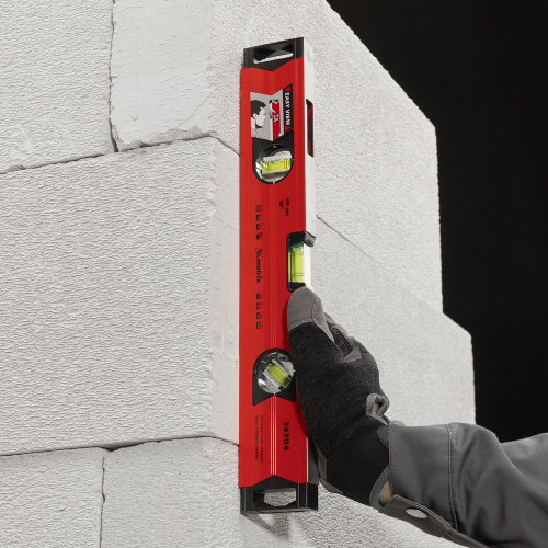 Уровень алюминиевый магнитный, 400 мм, фрезерованный, 3 глазка (1 зеркальный) усиленный Matrix по ценам производителя в Санкт-Петербурге с доставкой по всей России