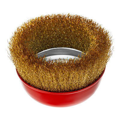 Щетка для УШМ, 125 мм, М14, "чашка", латунированная витая проволока Matrix по ценам производителя в Санкт-Петербурге с доставкой по всей России