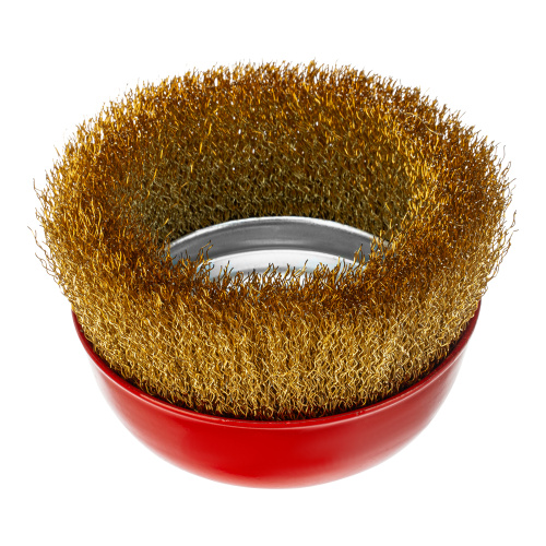 Щетка для УШМ, 125 мм, М14, "чашка", латунированная витая проволока Matrix по ценам производителя в Санкт-Петербурге с доставкой по всей России