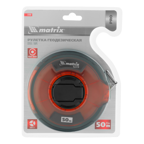 Рулетка геодезическая 50 м х 12,5 мм, закрытый корпус, стальная лента, односторонняя шкала, Pro Matrix по ценам производителя в Санкт-Петербурге с доставкой по всей России