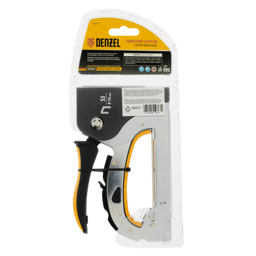 Степлер мебельный, стальной корпус, быстрая загрузка, регул. силы удара, тип 53, 4-14 мм Denzel купить в Москве с доставкой по всей России | ProtosMarket.ru