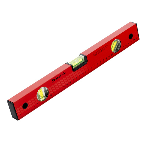 Уровень алюминиевый, 400 мм, 3 глазка, красный, линейка Matrix по ценам производителя в Санкт-Петербурге с доставкой по всей России