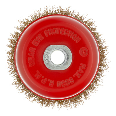 Щетка для УШМ, 100 мм, М14, "чашка", латунированная витая проволока Matrix по ценам производителя в Санкт-Петербурге с доставкой по всей России