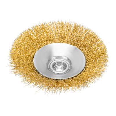 Щетка для УШМ, 125 мм, "Тарелка", витая нержавеющая проволока 0.3 мм, М14 Denzel купить в Москве с доставкой по всей России | ProtosMarket.ru