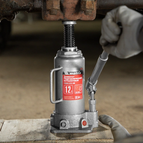 Домкрат гидравлический бутылочный, 12 т, высота подъема 230-465 мм Matrix по ценам производителя в Санкт-Петербурге с доставкой по всей России