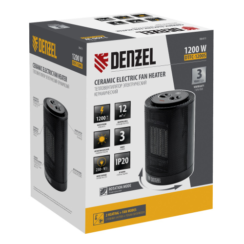 Тепловентилятор керамический DTFC-1200S, вращение, 3 реж., вент., нагрев 600/1200 Вт Denzel по ценам производителя в Санкт-Петербурге с доставкой по всей России