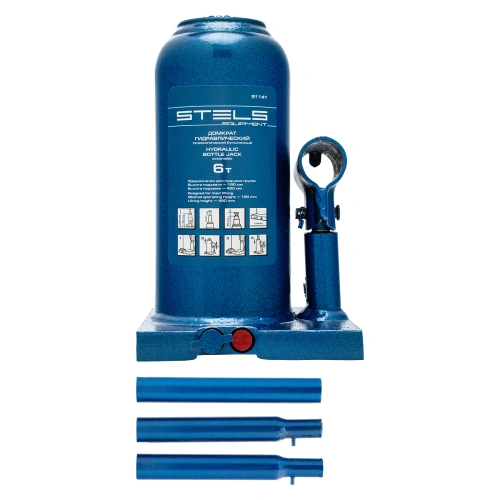 Домкрат гидравлический бутылочный телескопический, 6 т, h подъема 190-480 мм Stels по ценам производителя в Санкт-Петербурге с доставкой по всей России