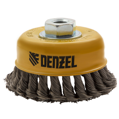Щетка для УШМ, 100 мм, "Чашка", крученая нержавеющая проволока 0.5 мм, М14 Denzel купить в Москве с доставкой по всей России | ProtosMarket.ru