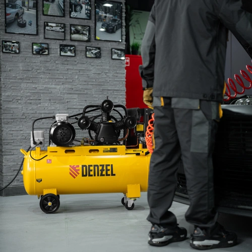 Компрессор воздушный BCW3000-T/100, ременный привод, 3.0 кВт, 100 литров, 520 л/мин Denzel по ценам производителя в Санкт-Петербурге с доставкой по всей России