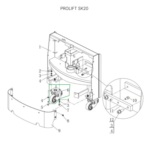 Опорное колесо в сборе с поворотной опорой для тележек SK20 по ценам производителя в Санкт-Петербурге с доставкой по всей России
