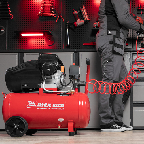 Компрессор воздушный КК-2200/50, 2,2 кВт, 350 л/мин, 50 л, прямой привод, масляный MTX купить в Москве с доставкой по всей России | ProtosMarket.ru