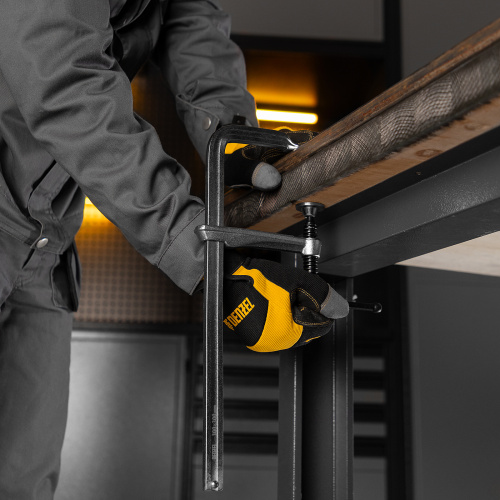 Струбцина F-образная, 120x300мм, кованая Denzel купить в Москве с доставкой по всей России | ProtosMarket.ru