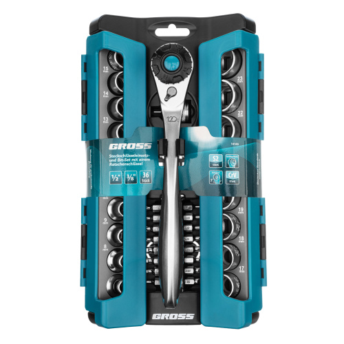 Набор торцевых головок, трещотка 120 зубьев, 1/2",3/8”, CrV, 36 предметов Gross купить в Москве с доставкой по всей России | ProtosMarket.ru