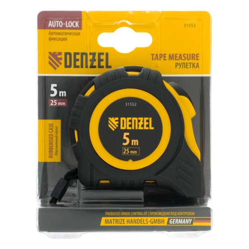 Рулетка 5м х 25мм, обрезиненный корпус, автоматическая фиксация Denzel купить в Москве с доставкой по всей России | ProtosMarket.ru