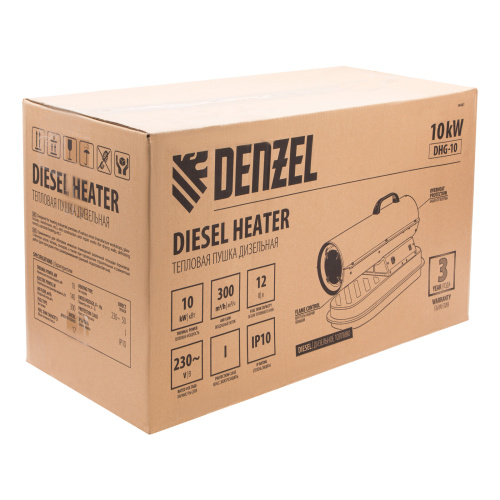 Дизельная тепловая пушка DHG-10, 10 кВт, 300 м3/ч, прямой нагрев Denzel по ценам производителя в Санкт-Петербурге с доставкой по всей России