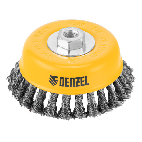 Щетка для УШМ, 125 мм, "Чашка", крученая нержавеющая проволока 0.5 мм, М14 Denzel по ценам производителя в Санкт-Петербурге с доставкой по всей России