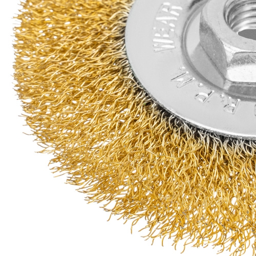 Щетка для УШМ, 100 мм, М14, плоская, латунированная витая проволока Matrix по ценам производителя в Санкт-Петербурге с доставкой по всей России