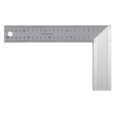 Угольник стальной 250 мм, нержавеющая сталь, градуировка, алюминиевое основание Denzel по ценам производителя в Санкт-Петербурге с доставкой по всей России