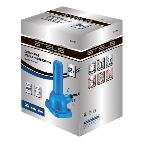 Домкрат механический бутылочный, 2 т, h подъема 180-395 мм, 2 части (домкрат, ручка) Stels по ценам производителя в Санкт-Петербурге с доставкой по всей России