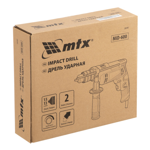 Дрель ударная MID-600, 600 Вт, 0-3000 об/мин, 0-48000 уд/мин MTX по ценам производителя в Санкт-Петербурге с доставкой по всей России