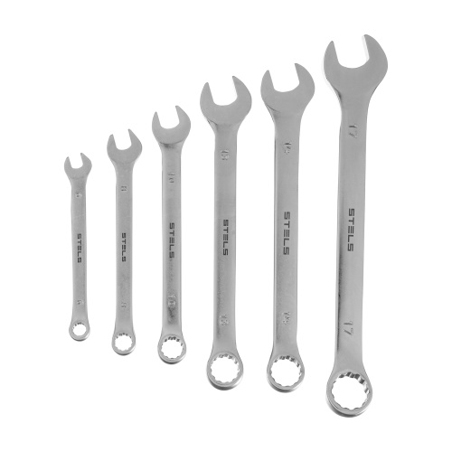 Набор ключей комбинированных 6-17 мм, 6 шт., CrV, матовый хром Stels купить в Москве с доставкой по всей России | ProtosMarket.ru