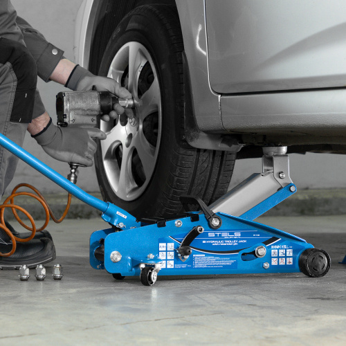 Домкрат гидравлический подкатной с фиксатором, 2.5 т, Safety Pin, 140-385 мм, в кейсе Stels по ценам производителя в Санкт-Петербурге с доставкой по всей России