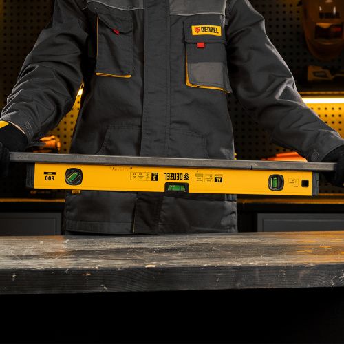 Уровень алюминиевый, магнит, фрезерованный, 3 глазка (1 зеркал.) 0,5 мм/м, 600 мм Denzel по ценам производителя в Санкт-Петербурге с доставкой по всей России