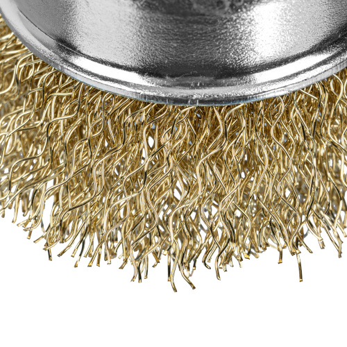 Щетка для дрели, 50 мм, "чашка" со шпилькой, латунированная витая проволока Matrix по ценам производителя в Санкт-Петербурге с доставкой по всей России