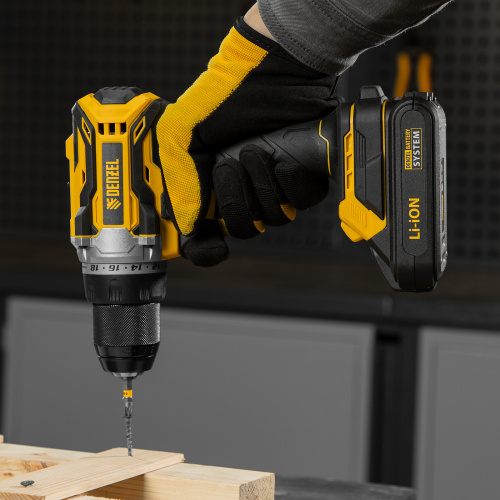 Дрель-шуруповерт аккумуляторная, бесщет. BLDL-18-02 Li-Ion, 18 В Denzel купить в Москве с доставкой по всей России | ProtosMarket.ru