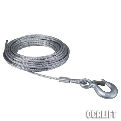 Трос стальной канат для лебёдки РА 500/1000 и 600/1200 диаметр 6,2 мм длина 20м с крюком