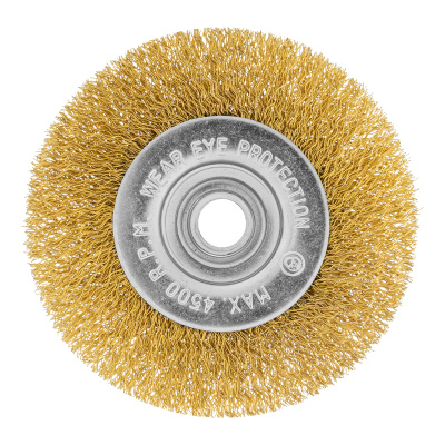 Щетка для УШМ, 100 мм, М14, плоская, латунированная витая проволока Matrix по ценам производителя в Санкт-Петербурге с доставкой по всей России