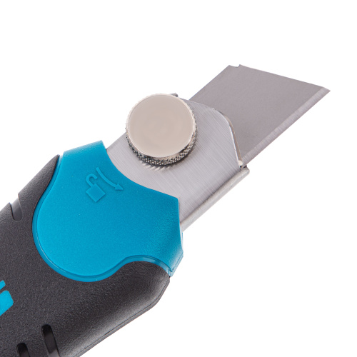 Нож, 170 мм, обрезиненный ABS-корпус, выдвижное сегментное лезвие 18 мм (SK-5) металлическая направляющая, 5 запасных лезвий Gross купить в Москве с доставкой по всей России | ProtosMarket.ru