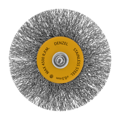 Набор щеток для дрели, 5 Плоских 25-38-50-63-75 мм, шпилька, нерж. вит. проволока Denzel по ценам производителя в Санкт-Петербурге с доставкой по всей России