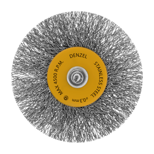 Набор щеток для дрели, 5 Плоских 25-38-50-63-75 мм, шпилька, нерж. вит. проволока Denzel по ценам производителя в Санкт-Петербурге с доставкой по всей России