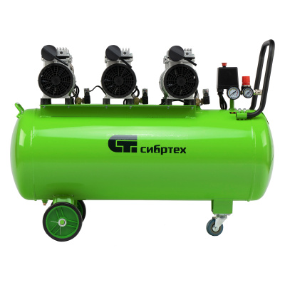 Компрессор безмаслянный малошумный МБ 2250/100, 2250 Вт, 100л, 400 л/мин Сибртех купить в Москве с доставкой по всей России | ProtosMarket.ru